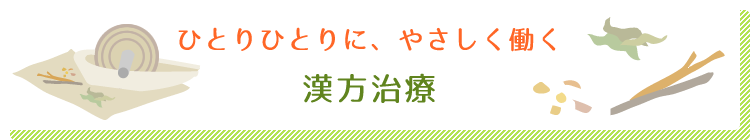 ひとりひとりに、やさしく働く漢方治療